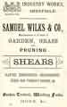 Advertisement for Samuel Wilks and Co., shear manufacturers, Industry Works, Sylvester Street
