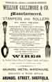 View: y11987 Advertisement for William Gallimore and Co., stampers, rollers and silversmiths, Arundel Metal Warehouse, Rolling and Wire Mills, Arundel Street