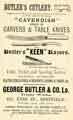 Advertisement for George Butler and Co. Ltd, cutlery manufacturers, Trinity Works, No.105 Eyre Street