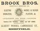 Advertisement for Brook Bros. (Sheffield Bronzing Co.), electro-bronzers and nickel and silver platers, Albert Works, Cambridge Street