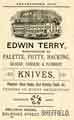 Advertisement for Edwin Terry, knife manufacturer, Reliance Works, Bolsover Street, Netherthorpe