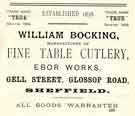 View: y12058 Advertisement for William Bocking, cutlery manufacturers, Ebor Works, Gell Street