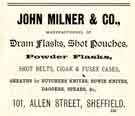 Advertisement for John Milner and Co., cutlery manufacturers, No.101 Allen Street, Netherthorpe