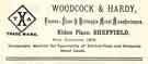 Advertisement for Woodcock and Hardy, electro-plate and Britannia metal manufacturers, Eldon Place
