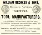 Advertisement for William Brookes and Sons, tool manufacturers, Howard Works, Broad Street, Park