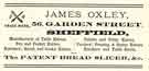Advertisement for James Oxley, knife manufacturers, No.56 Garden Street