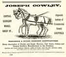 View: y12083 Advertisement for Joseph Cowley, saddlery manufacturers, Central Saddlery Works, Sheaf Street