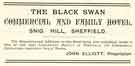 View: y12198 Advertisement for The Black Swan, commercial and family hotel, Nos. 39-41 Snig Hill