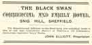 Advertisement for The Black Swan, commercial and family hotel, Nos. 39-41 Snig Hill