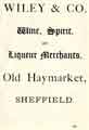 View: y12204 Advertisement for Wiley and Co., wine, spirit and liqueur merchants, Old Haymarket