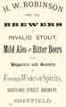 Advertisement for H. W. Robinson and Co., brewers, Scotland Street Brewery