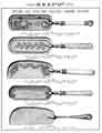 Crumb scoops, manufactured by Martin, Hall and Co. Ltd., silversmiths, electro plate and cutlery manufacturers, Shrewsbury Works, No. 53 Broad Street, Park, c.1900