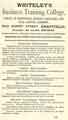 Advertisement for Whiteley's Business Training College, New Surrey Street Advertisement for Whiteley's Business Training College, New Surrey Street