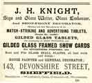 View: y12244 Advertisement for J. H. Knight, sign and glass writer, No.143 Devonshire Street