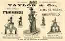 View: y12247 Advertisement for Taylor and Co., steam hammer manufacturers, Alma Street Works, Alma Street