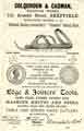 Advertisement for Colquhoun and Cadman, skate and knife manufacturers and edge and joiners tools, Douglas Works, No.113 Arundel Street