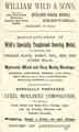 Advertisement for William Wild and Sons, manufacturers of toughened bearing metal, Midland Brass Works, Liverpool Street, Attercliffe 