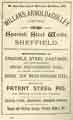 Advertisement for Willans, Arnold and Colley, manufacturers of crucible steel castings, Spanish Steel Works, Darnall