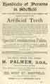 Advertisement for H Palmer, Dental Surgeon, 220 West Street