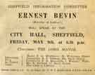Sheffield Information Committee / Ministry of Information - Ernest Bevin, Minister of Labour, will speak at City Hall 