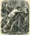 Charles Peace or The Adventures of a Notorious Burglar: You audacious miscreant, cried Bourne, striking the gypsy with his walking stick