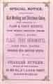 Advertisement for Charles Butler's rich wedding and Christmas cakes, plain and fancy biscuits, pure sweets, chocolate creams, fondants, bon-bons, flags, tree ornaments, pork pies, pastry and wines