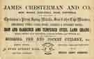 Advertisement for James Chesterman and Co., tape measures, rulers, tools, cutlery, etc., Bow Works, Ecclesall Road Advertisement for James Chesterman and Co., tape measures, rulers, tools, cutlery, etc., Bow Works, Ecclesall Road