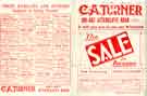 View: y12712 Advertisement for C. A. Turner and Co., shirt and drapery warehouse, No. 691 Attercliffe Road - the sale for bargains