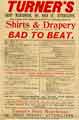 View: y12716 Advertisement for C. A. Turner and Co., shirt and drapery warehouse, No. 691 Attercliffe Road - shirts and drapery