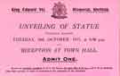 View: y12729 Ticket for the unveiling of statue of King Edward VII in Fitzalan Square, Tuesday 28th October 1913 and reception at Town Hall