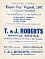 View: y13097 Advertisement for T. and J. Roberts, the cheapest shop for all Empire Day supplies, Moorhead