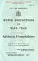 City of Sheffield Water Precautions in War Time - advice to householders