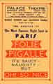 Palace Theatre, Attercliffe - programme for the replica of the most famous night spot in Paris - Folie Pigalle - it's saucy, naughty - but Oh! So nice
