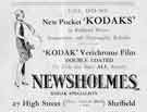 Advertisement for G. T. W. Newsholme Ltd., camera dealers, No. 27 High Street