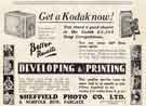 Advertisement for Sheffield Photo Co. Ltd., No. 6 Norfolk Row