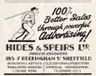Advertisement for Hides and Speirs Ltd., engravers and printers, Nos. 185-187 Rockingham Street