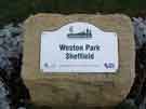 View: a04890 Plaque to Weston Park being a Fields in Trust Centenary Field commemorating those that lost their lives in World War One
