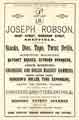 Advertisement for Joseph Robson, engineers' tool manufacturer, Mary Street, Shoreham Street