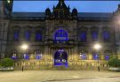 Sheffield Town Hall lit up in blue to celebrate the 72nd birthday of the National Health Service (NHS)