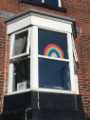 Covid-19 pandemic: rainbow window art supporting the NHS, Chesterfield Road Covid-19 pandemic: rainbow window art supporting the NHS, Chesterfield Road