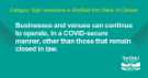 Covid-19 pandemic: Sheffield City Council graphic - Businesses and venues can continue to operate, in a COVID-secure manner, other than those that remain closed in law