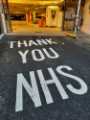 Covid-19 pandemic: Thank You NHS road markings, Sheffield Children's Hospital car park, Clarkson Street