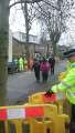 Protest against tree felling, Chippinghouse Road showing protestor being led away