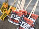 Socialist Worker Party placards for the 'Kill the Bill' protest, Devonshire Green