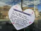 Closure of John Lewis Department Store, Barkers Pool - message of support posted on the store entrance