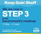 Covid-19 pandemic: Sheffield City Council graphic - We are now in Step 3 of the Government's roadmap, 17 May - 21 June