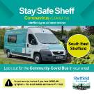 Covid-19 pandemic: Sheffield City Council graphic - Look our for the Community Covid Bus in your area (south east Sheffield)