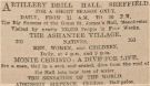 Advertisement for The Ashantee Village, Artillery Drill Hall Advertisement for The Ashantee Village, Artillery Drill Hall