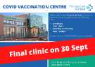 Covid-19 pandemic: Sheffield Primary Care (NHS) graphic - Covid vaccination centre, Darnall Medical Centre - final clinic on 30 Sep [2021]