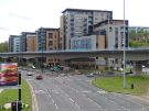 Park Square looking towards (left) The Parkway and (centre) the Supertram bridge and The Pinnacles, student accommodation, Broad Street Park Square looking towards (left) The Parkway and (centre) the Supertram bridge and The Pinnacles, student accommodation, Broad Street